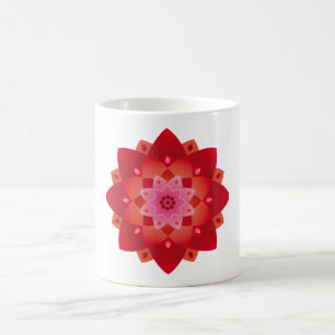 Colourful Mandala Energy Wheel Flower Harmony Red Coffee Mug