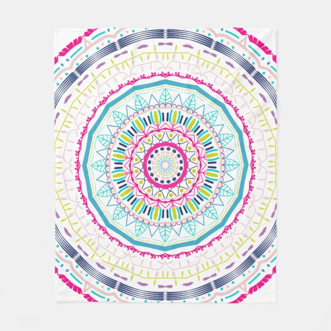 colourful mandala fleece blanket (Front)