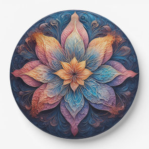 Colourful Mandala Flower Design Paper Plate