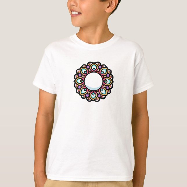 Colourful Mandala Flower Design T-Shirt (Front)