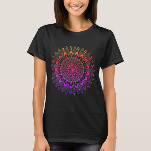 Colourful Mandala Flower Ombre Design  T-Shirt