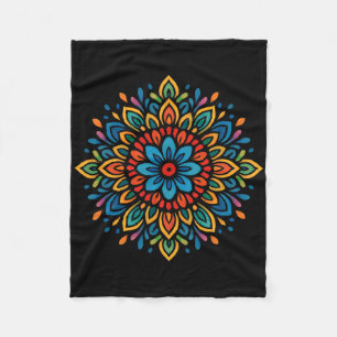 Colourful Mandala Flower Symmetry  Fleece Blanket