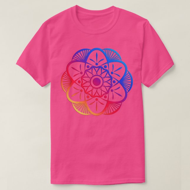 Colourful Mandala Flower T-Shirt (Design Front)
