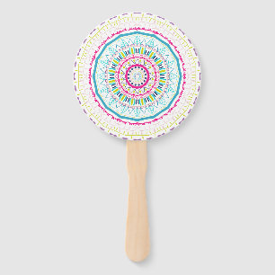colourful mandala hand fan