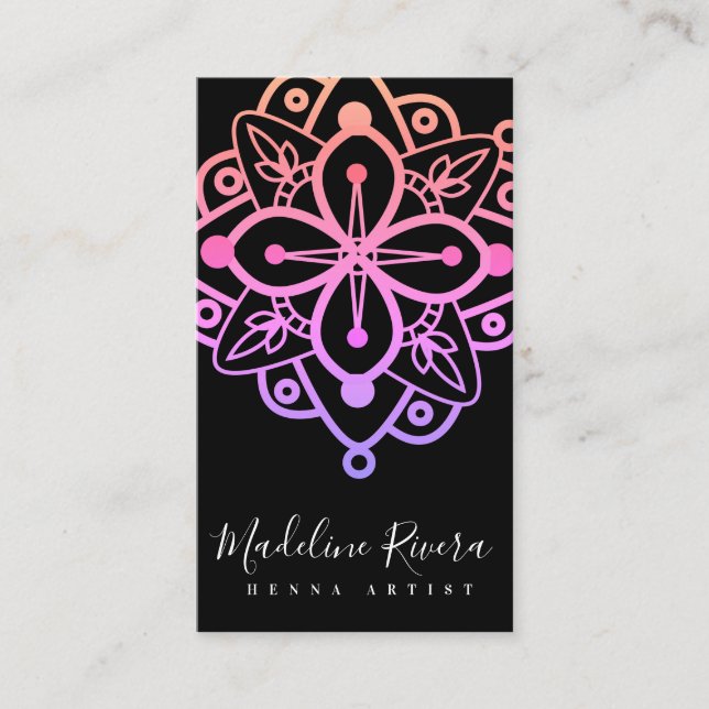 Colourful Mandala Henna Artist Yoga Macrame   Business Card (Front)