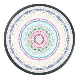 colourful mandala hockey puck