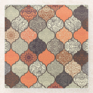 Colourful Mandala: Islamic Patchwork Seamless. Glass Coaster