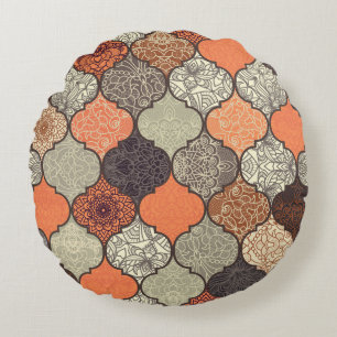 Colourful Mandala: Islamic Patchwork Seamless. Round Cushion