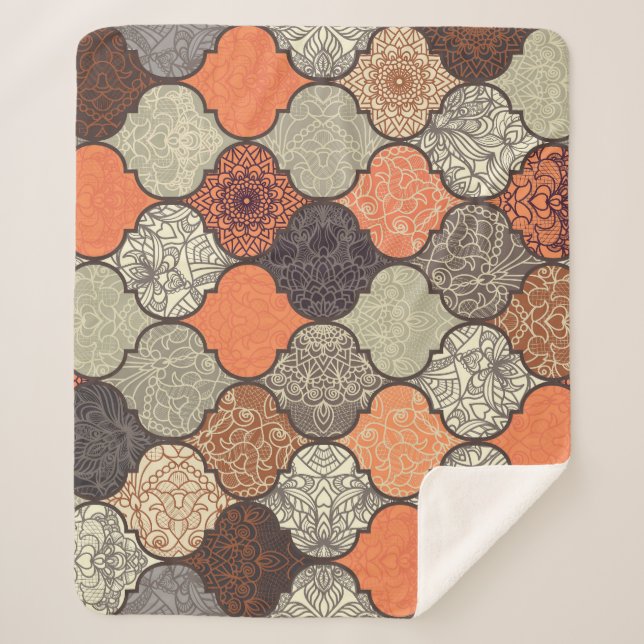Colourful Mandala: Islamic Patchwork Seamless. Sherpa Blanket (Front)