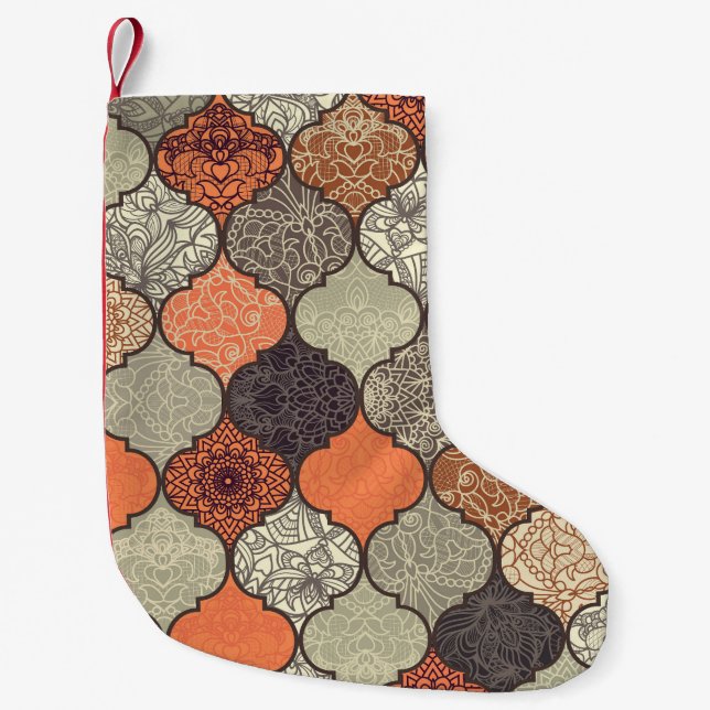 Colourful Mandala: Islamic Patchwork Seamless. Small Christmas Stocking (Front)