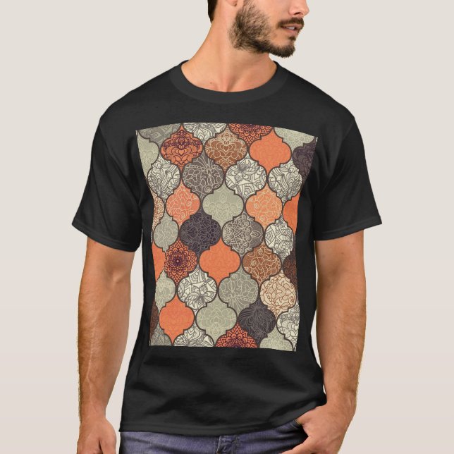 Colourful Mandala: Islamic Patchwork Seamless. T-Shirt (Front)