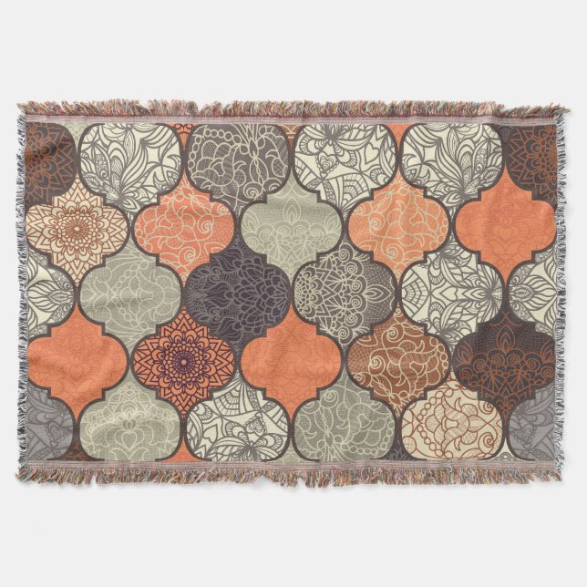 Colourful Mandala: Islamic Patchwork Seamless. Throw Blanket (Front)