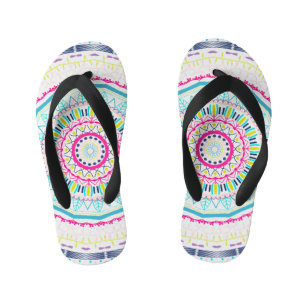 colourful mandala kid's flip flops