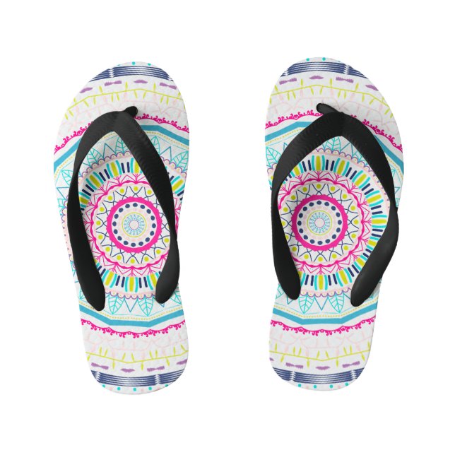 colourful mandala kid's flip flops (Footbed)