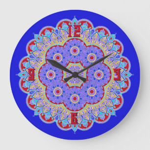 Colourful Mandala  Large Clock