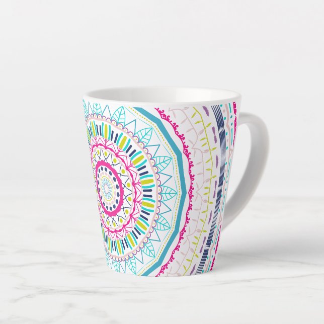 colourful mandala latte mug (Right Angle)