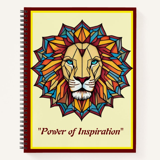 "Colourful Mandala Lion: Geometric Art Design" Notebook (Front)