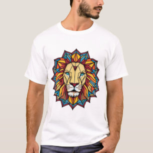 "Colourful Mandala Lion: Geometric Art Design" T-Shirt