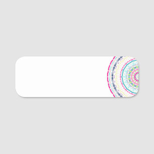 colourful mandala name tag