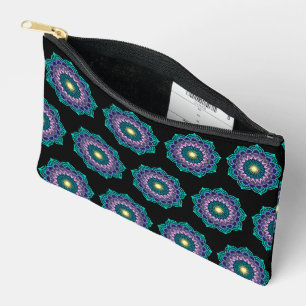Colourful Mandala on Black Background Accessory Pouch