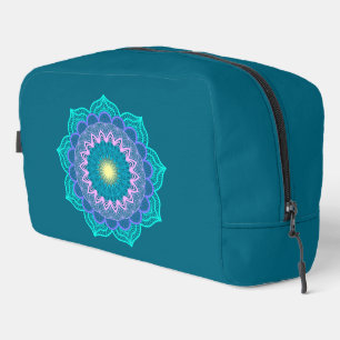 Colourful Mandala on Blue Background Dopp Kit