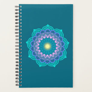 Colourful Mandala on Blue Background Planner