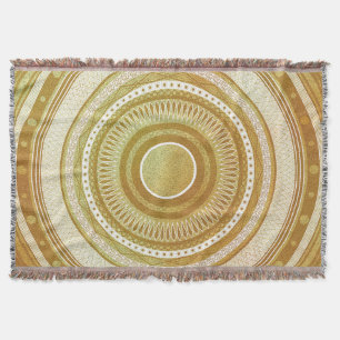 Colourful Mandala on Blue Background Throw Blanket