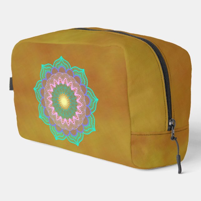 Colourful Mandala on Gold Background Dopp Kit (Right Corner)
