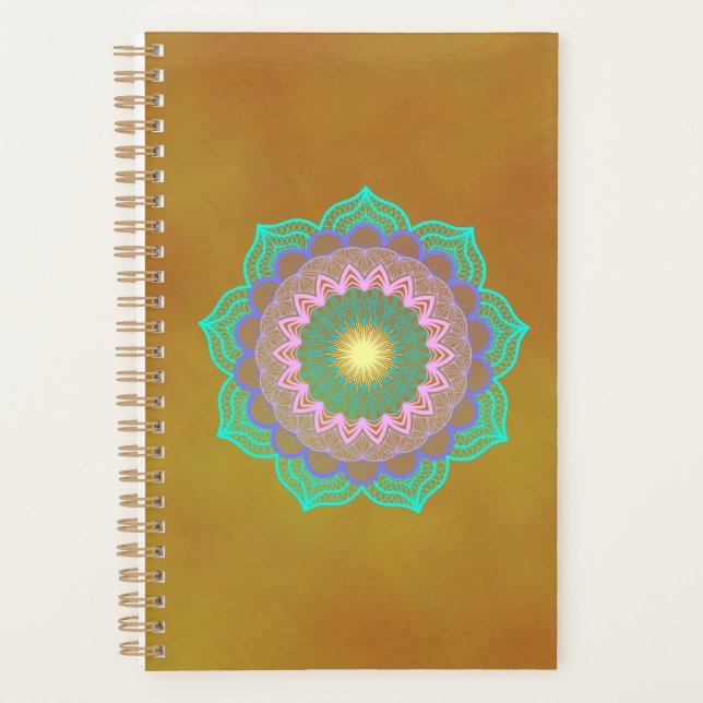 Colourful Mandala on Gold Background Planner (Front)