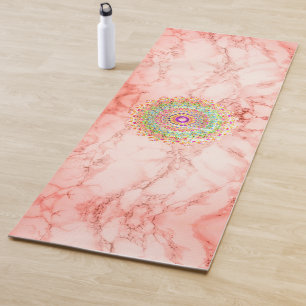 Colourful mandala on marble yoga mat