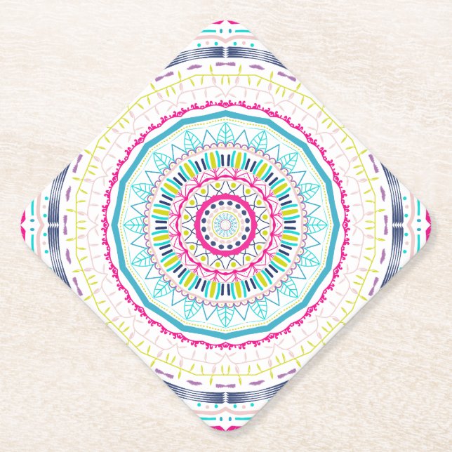 colourful mandala paper coaster (Front)