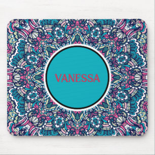 Colourful Mandala Pattern Boho Hippie Geometric  Mouse Mat