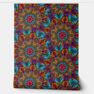    Colourful Mandala Pattern Boho Maximalist Hippi Wallpaper