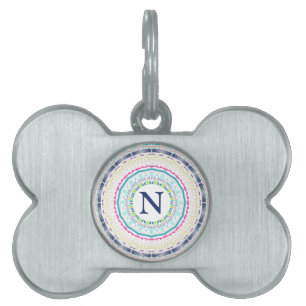 colourful mandala pet ID tag