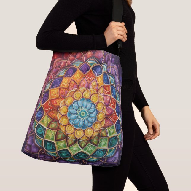 Colourful mandala print tote (Close Up)