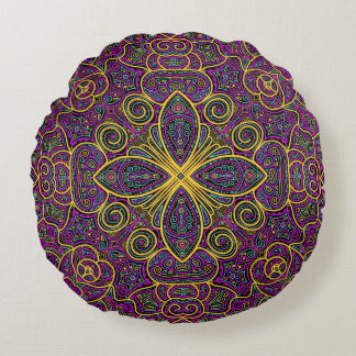 Colourful mandala retro Style design Round Cushion