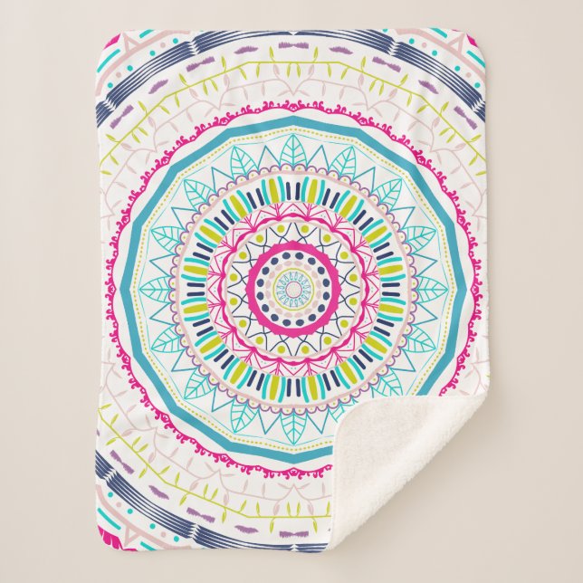 colourful mandala sherpa blanket (Front)