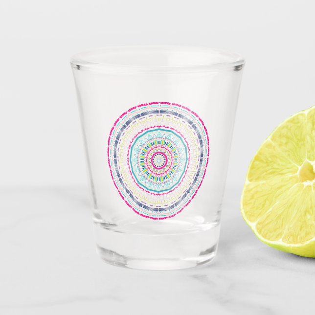 colourful mandala shot glass (Front)