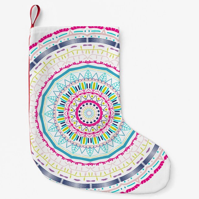 colourful mandala small christmas stocking (Front)