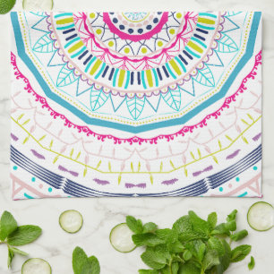 colourful mandala tea towel