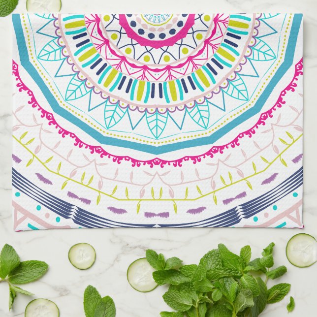 colourful mandala tea towel (Folded)