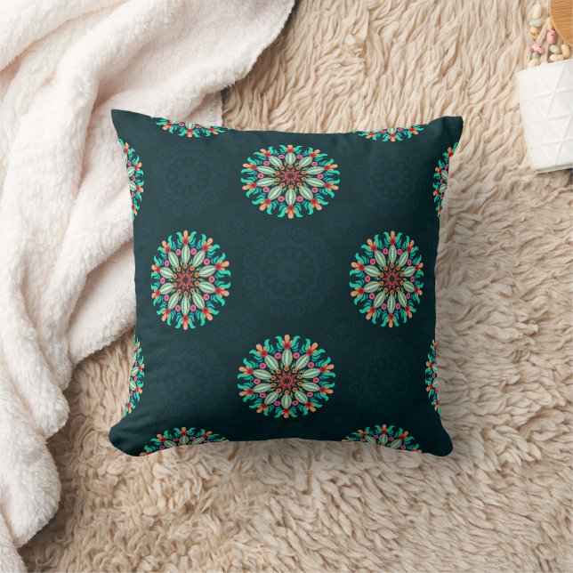 Colourful Mandala Throw Pillow (Blanket)