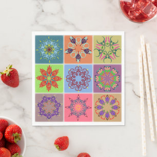 Colourful Mandala Tile Pattern – Boho Geometric Napkin