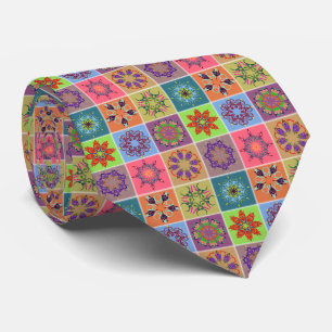 Colourful Mandala Tile Pattern – Boho Geometric Tie