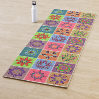Colourful Mandala Tile Pattern – Boho Geometric Yoga Mat