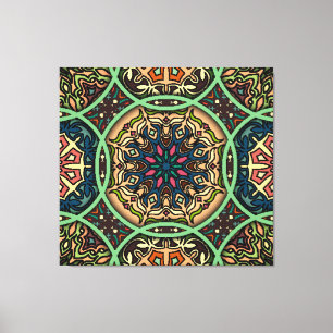 Colourful Mandala: Vintage Floral Hand Drawn Canvas Print