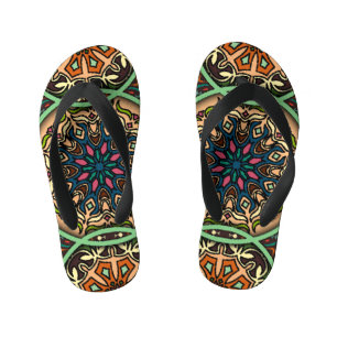 Colourful Mandala: Vintage Floral Hand Drawn Kid's Flip Flops