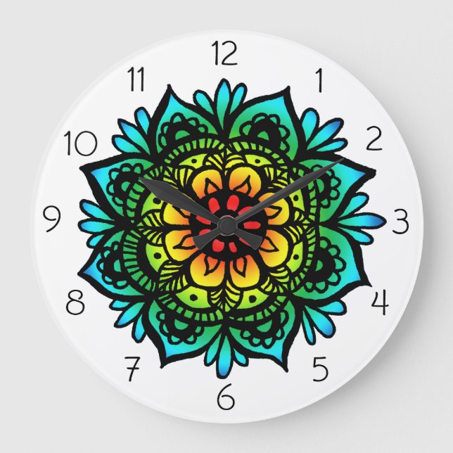 Colourful Mandala Wall Clock (Front)