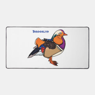 Colourful mandarin duck illustration desk mat