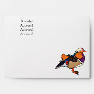 Colourful mandarin duck illustration envelope